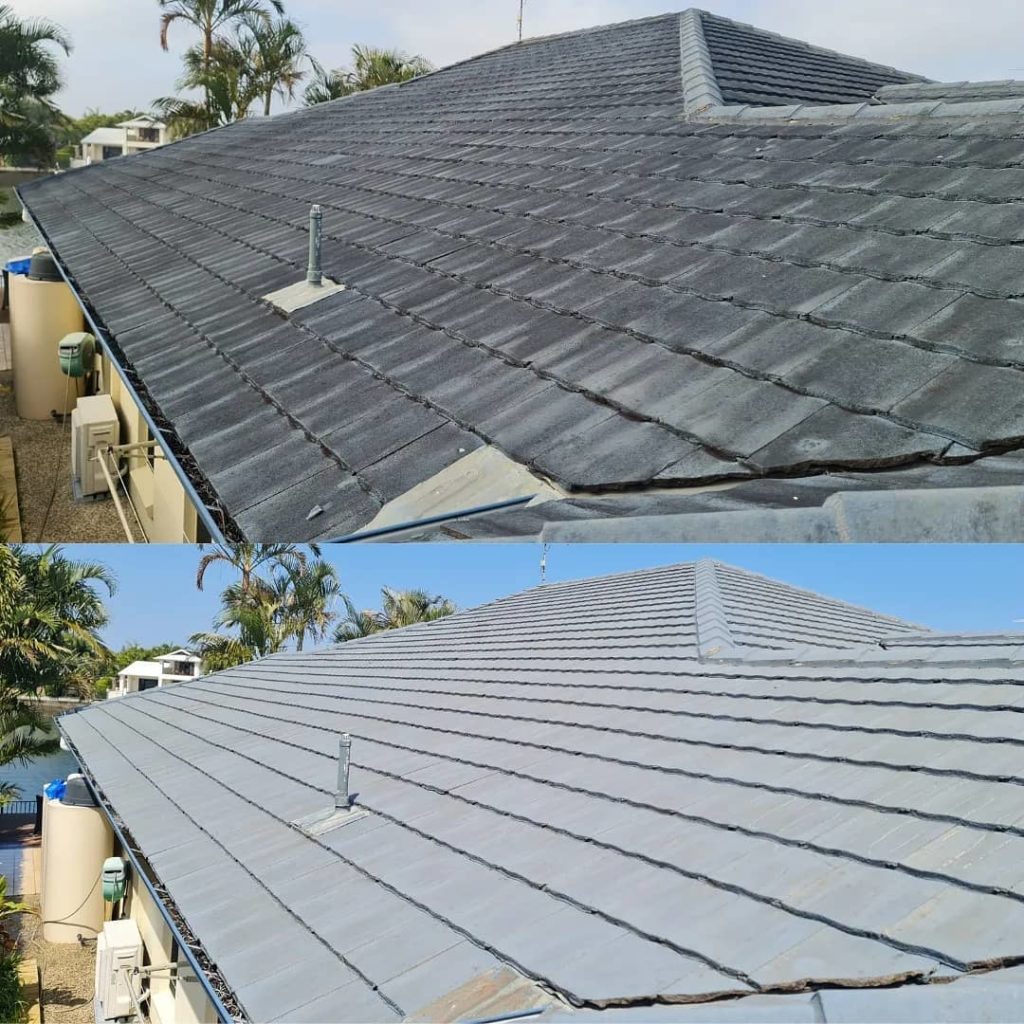 roof cleaning Bundaberg before vs after